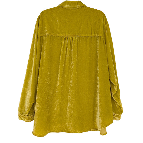 Pilcro Velvet Button Down Top Yellow Boho Anthropologie 22W Festival Lagenlook - Picture 4 of 12